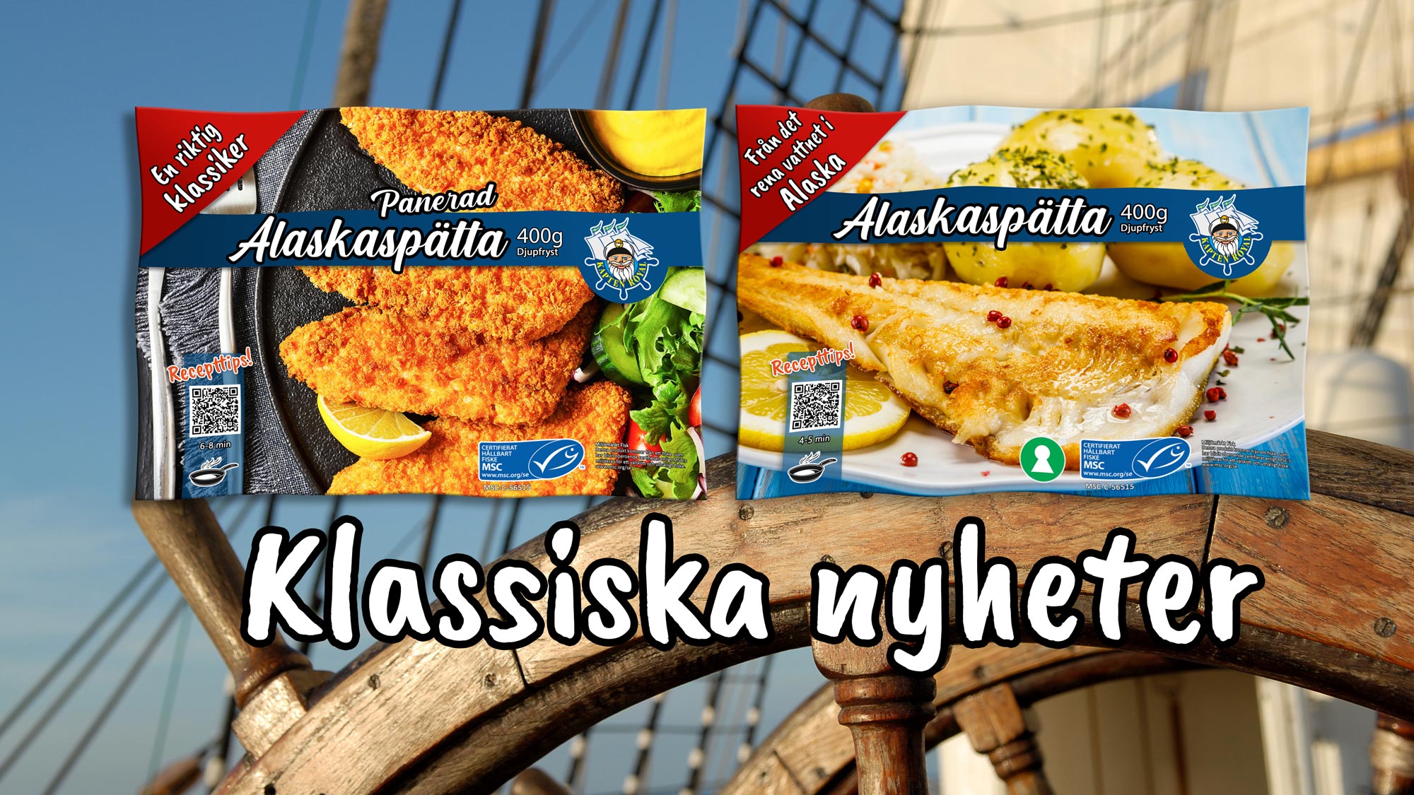 Klassiska nyheter - panerad och naturell alaskaspätta filé