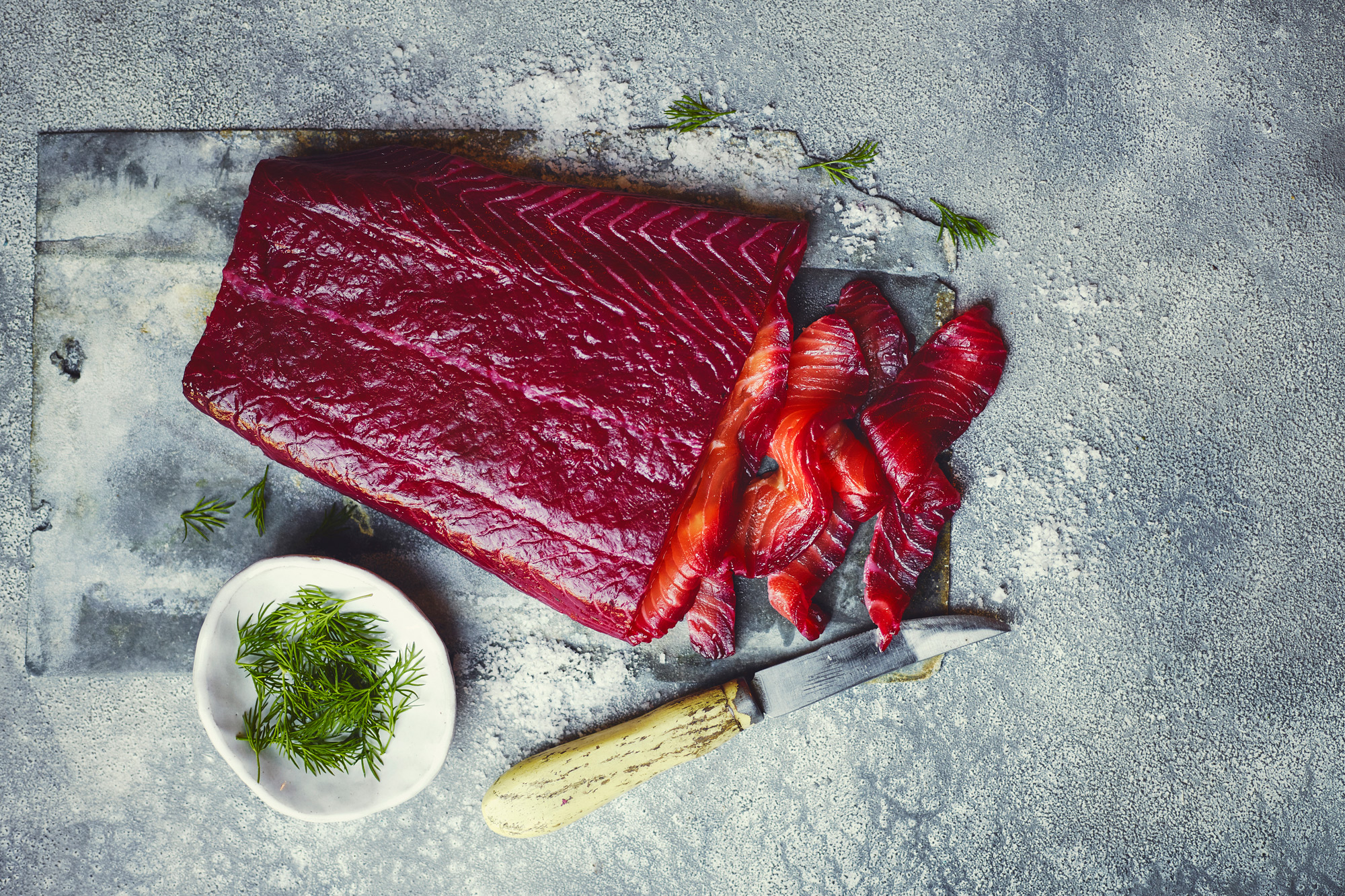 Gravad vildlax med rödbeta, citrus & ingefära