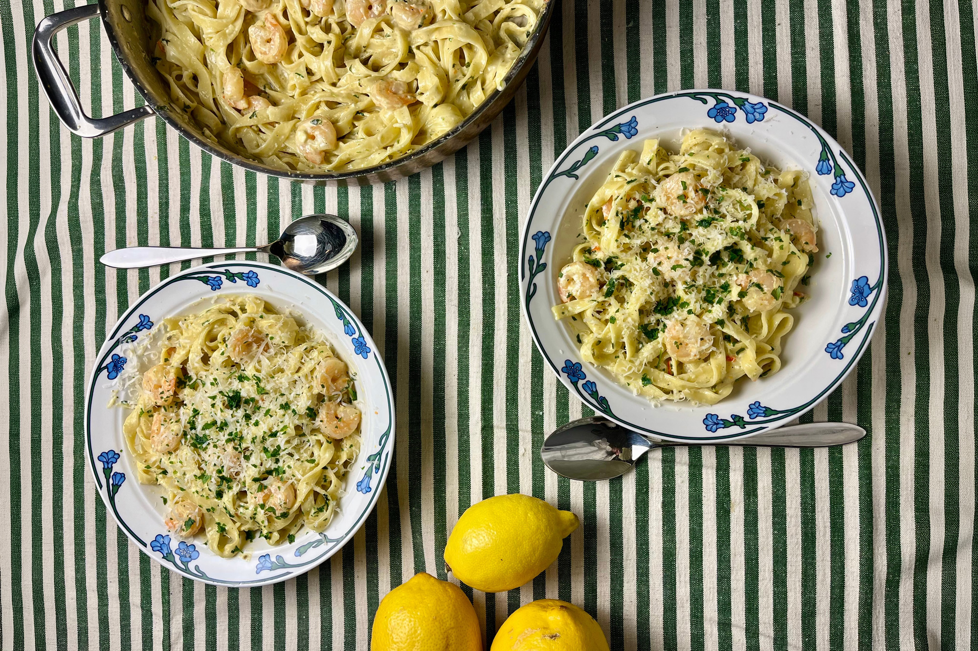 Kapten Royals pesto-pasta med ASC-märkta vannameiräkor!