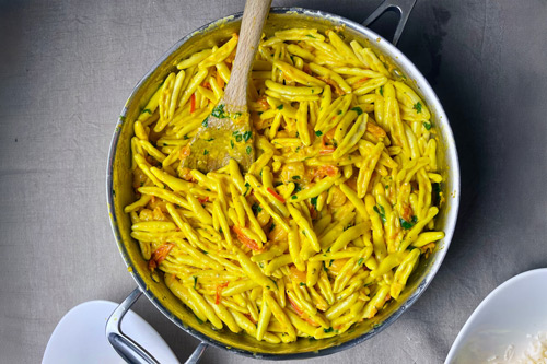 Scampipasta med saffran